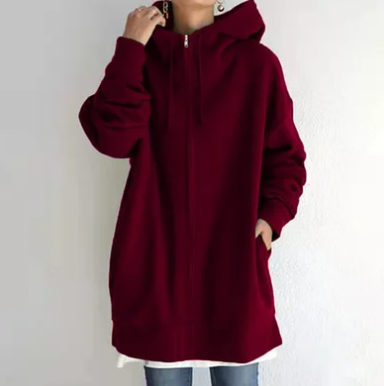 Veronica | Women’s Oversized Zip-Up Hoodie Jacket – Casual Loose Fit with Drawstring Hood