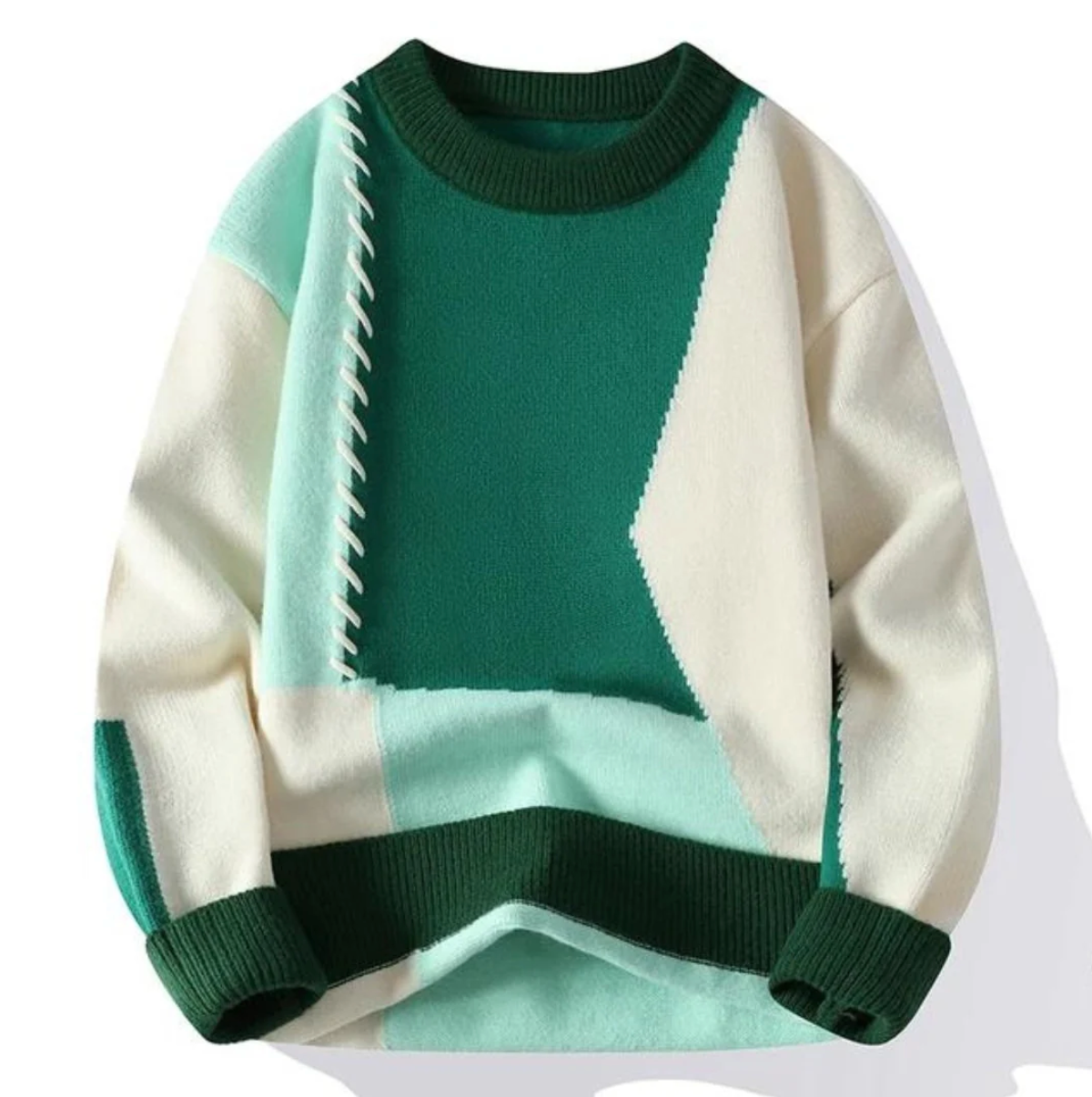 Reuben | Men's Patchwork Knit Sweater with Embroidered Details