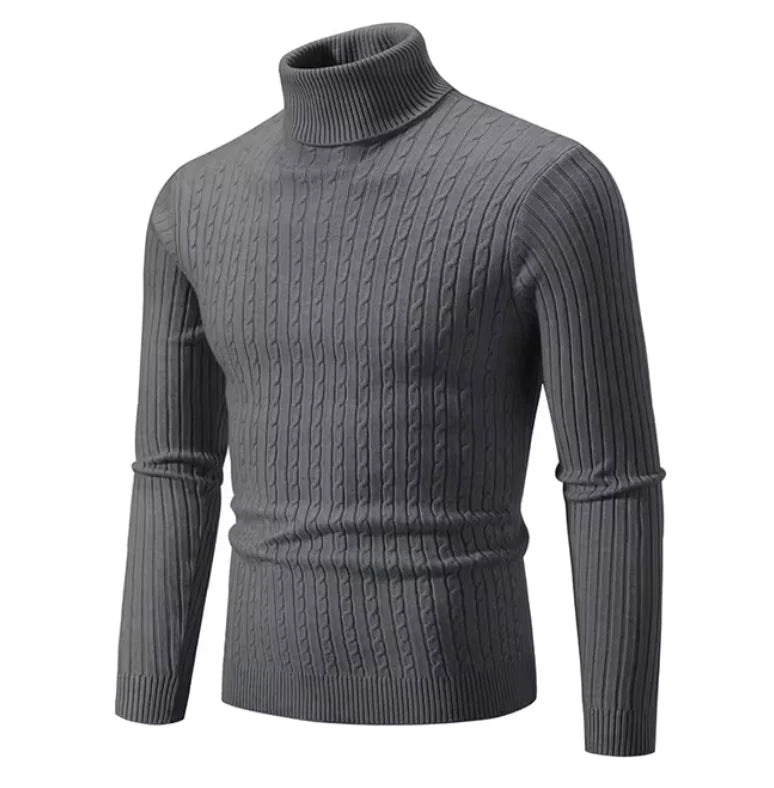 Dietero | Men’s Textured Knit Turtleneck Jumper – Warm, Stylish, and Comfortable Fit