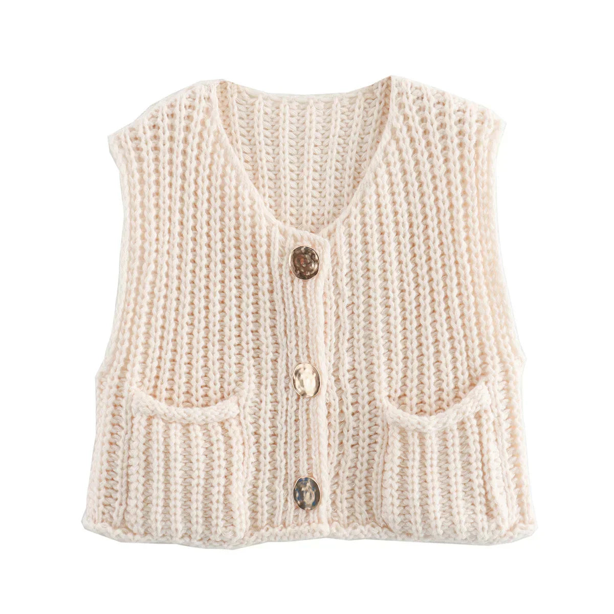 Emilien | Women's Stylish Knitted Vest with V-Neck, Button Front & Pockets – Trendy Layering Piece