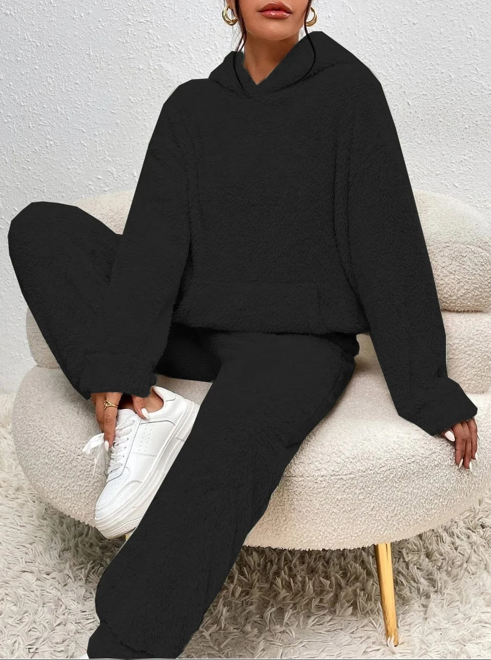 Suzanne | Women’s Teddy Lounge Set, Two-Piece Hoodie & Jogging Bottoms Cosy Warm Suit