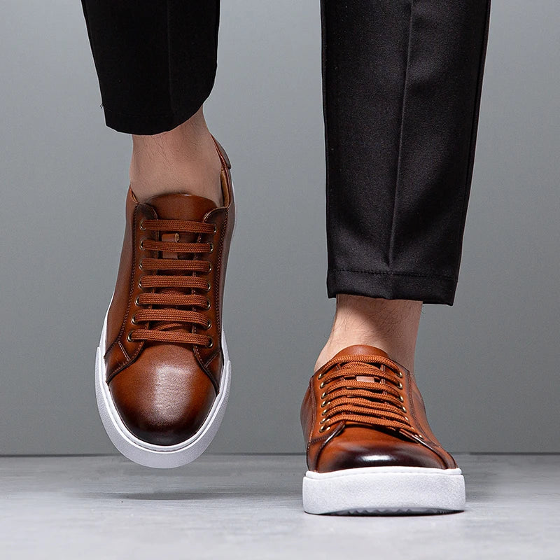 Rainer | Men’s Premium Leather Lace-Up Sneakers for Everyday Style