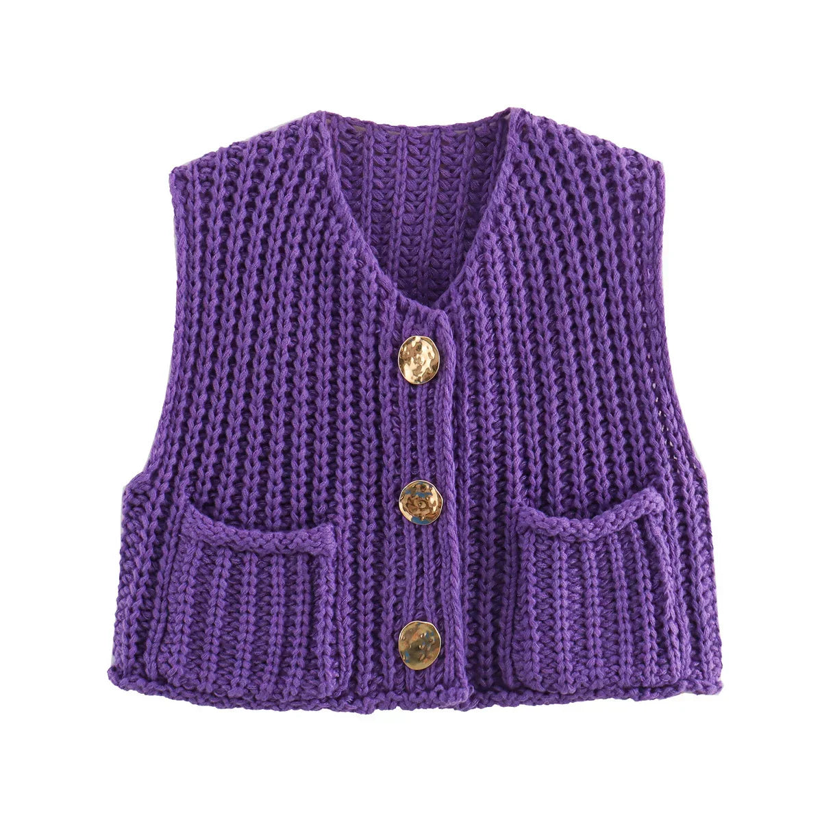 Emilien | Women's Stylish Knitted Vest with V-Neck, Button Front & Pockets – Trendy Layering Piece