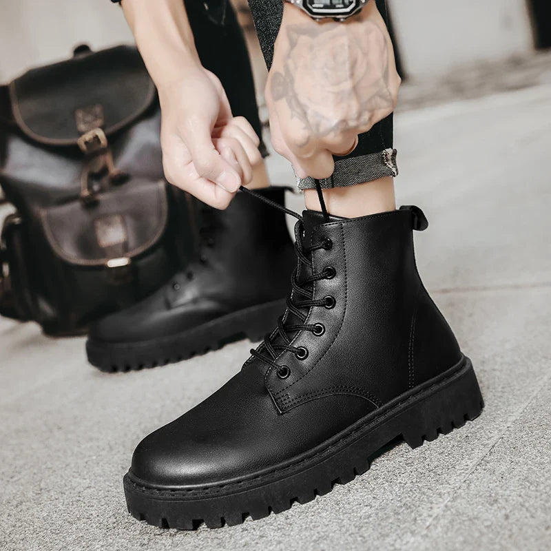 Islington | Men’s Waterproof Black High-Top Lace-Up Boots with Anti-Slip Sole
