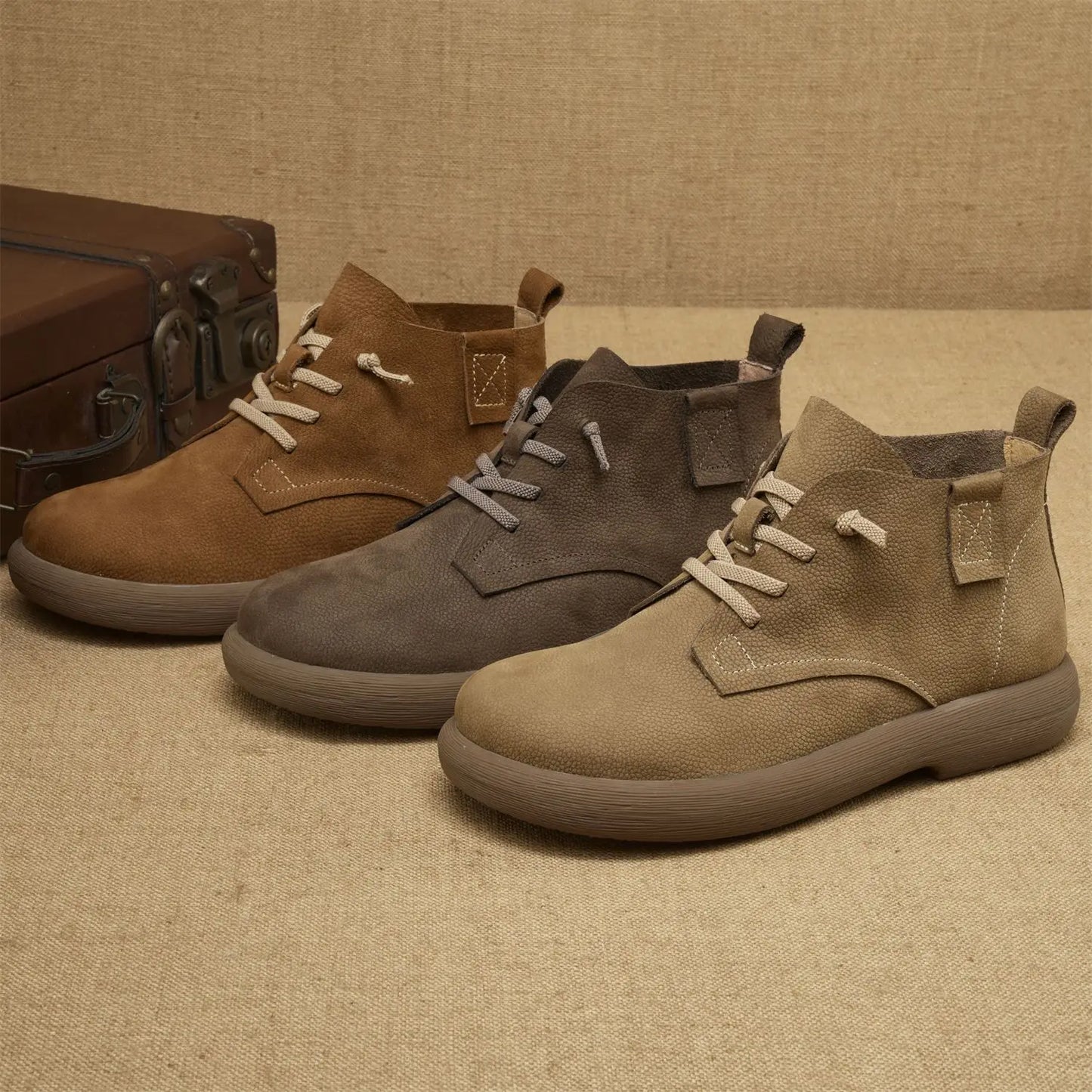 Langham | Men’s Ankle Vintage Lace-Up Workwear Boots with Soft Sole
