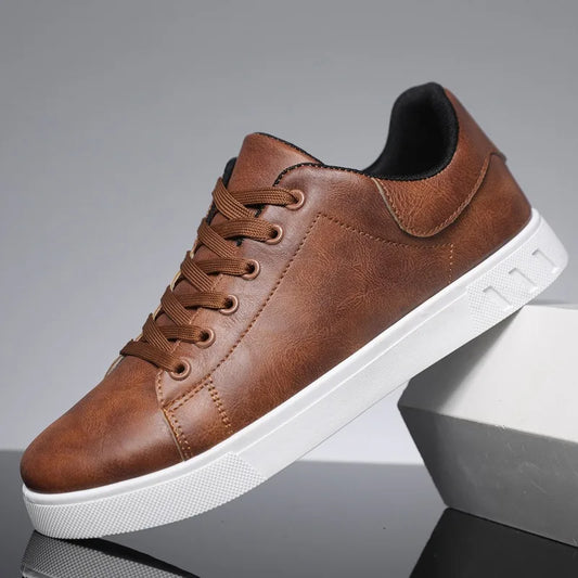 Lenard | Men’s Classic Lace-Up Leather Look Sneakers for Smart & Casual Wear