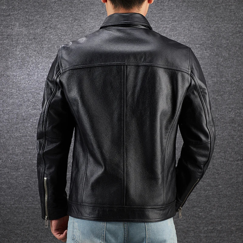 Kai | Men's Retro Style Motorcycle Jacket with Zip Closure and Multiple Pockets