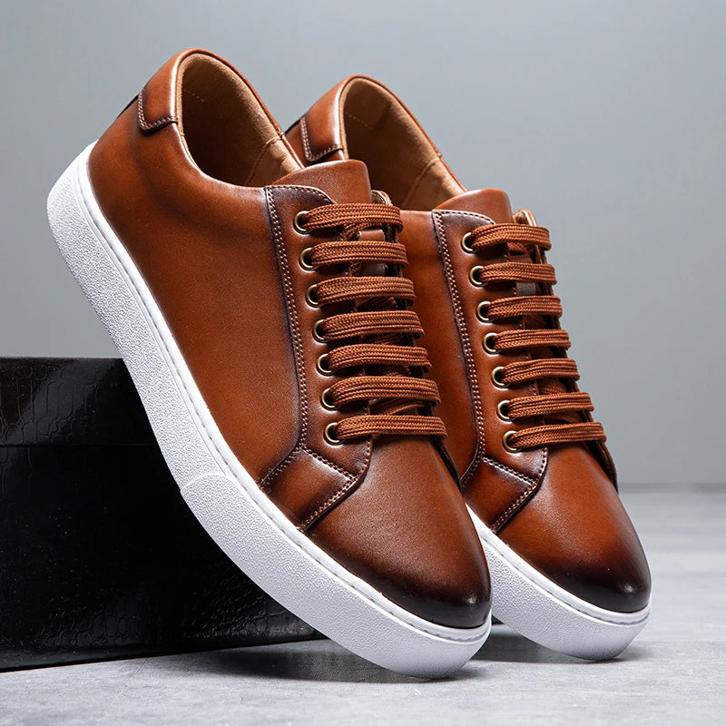 Rainer | Men’s Premium Leather Lace-Up Sneakers for Everyday Style