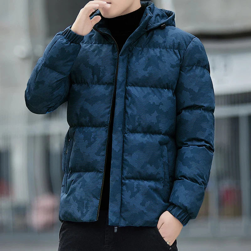 Gustav | Men's Camouflage Puffer Jacket with Hood and Practical Pockets