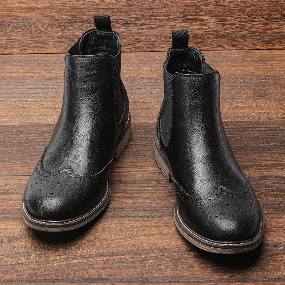 Orwell | Men’s Chelsea Ankle Boots with Brogue Detailing & Classic Design