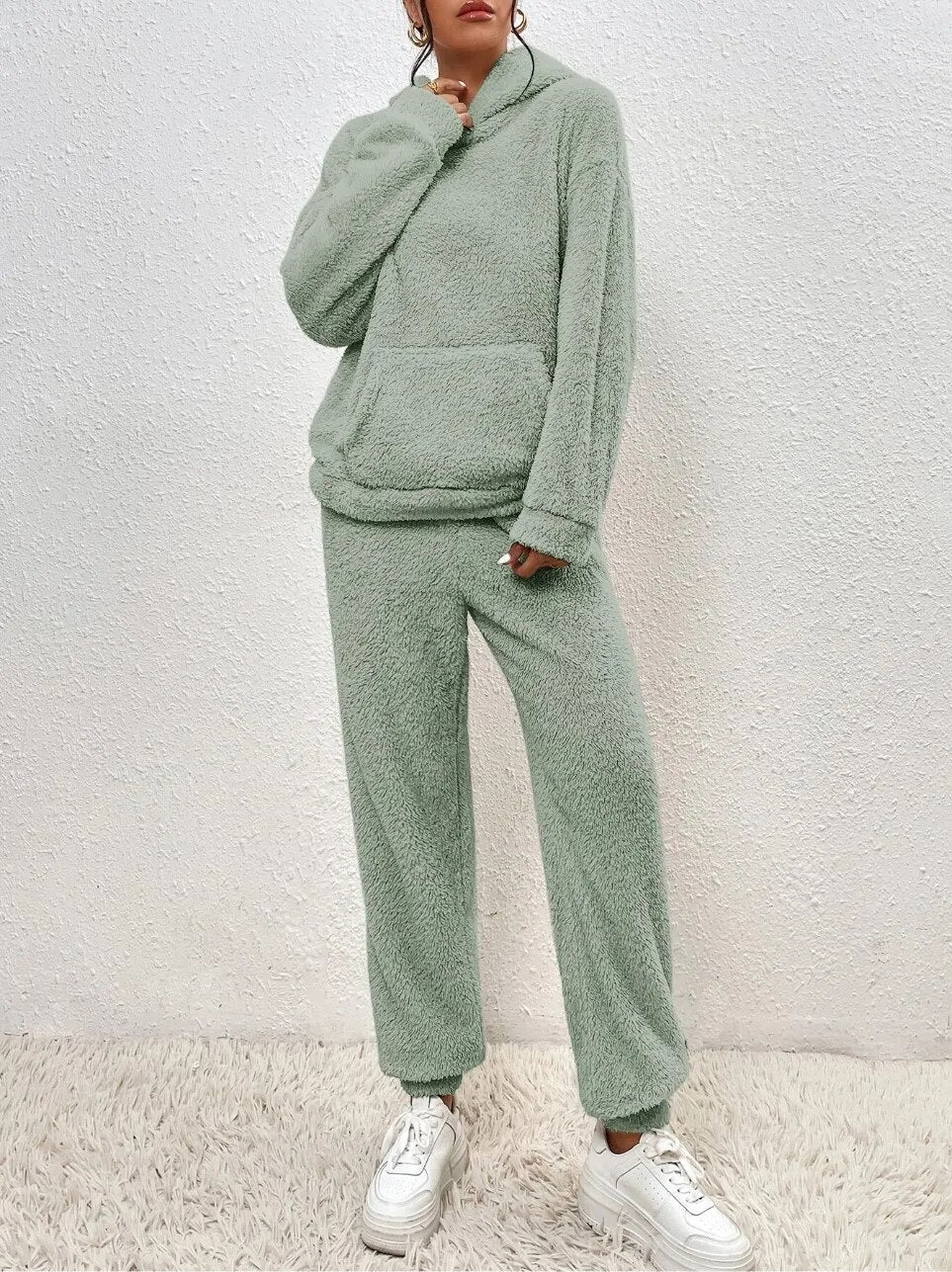 Suzanne | Women’s Teddy Lounge Set, Two-Piece Hoodie & Jogging Bottoms Cosy Warm Suit