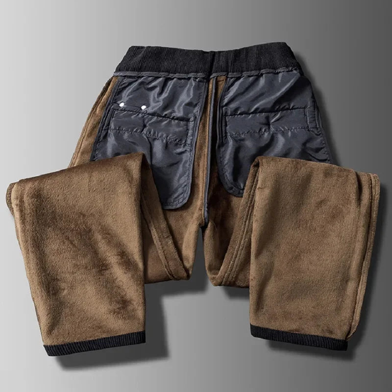 Edgeware | Men’s Corduroy Fleece Lined Work Trousers Slim Straight Fit Warm Casual Style