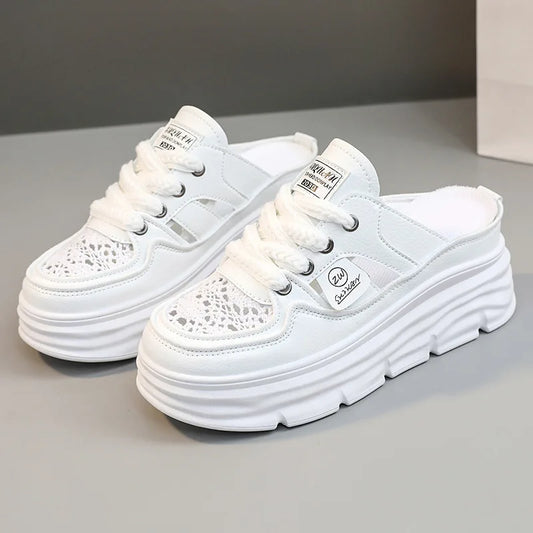 Tilda | Women's Platform Lace-Up Mule Sneakers – Stylish & Comfortable Slip-On Trainers
