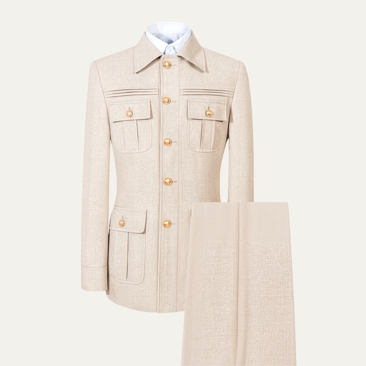 The Sassuolo Men's Military Style Suit Set – Slim Fit Jacket & Trousers