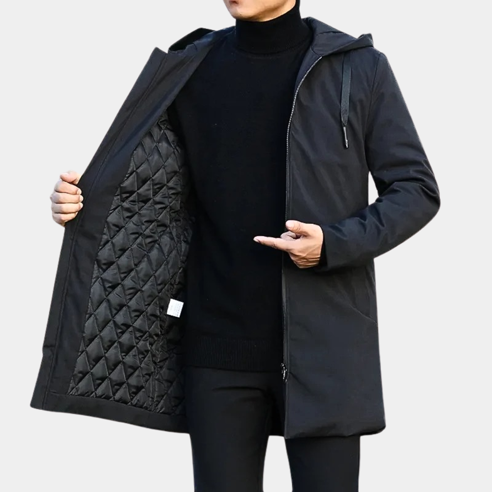 Vaughn | Men’s Lined Winter Coat with Hood | Warm Transitional Outdoor Jacket