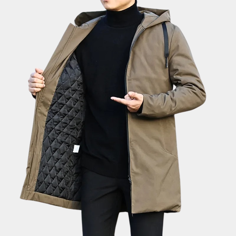 Vaughn | Men’s Lined Winter Coat with Hood | Warm Transitional Outdoor Jacket