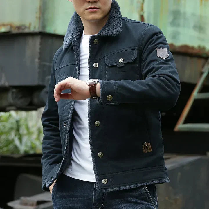 Mathias | Men's Fleece-Lined Casual Winter Jacket with Buttoned Front