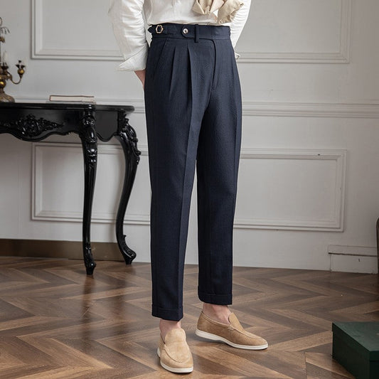 Blackwell | Men’s High Waisted Pleated Work Trousers Classic Fit Ankle Length