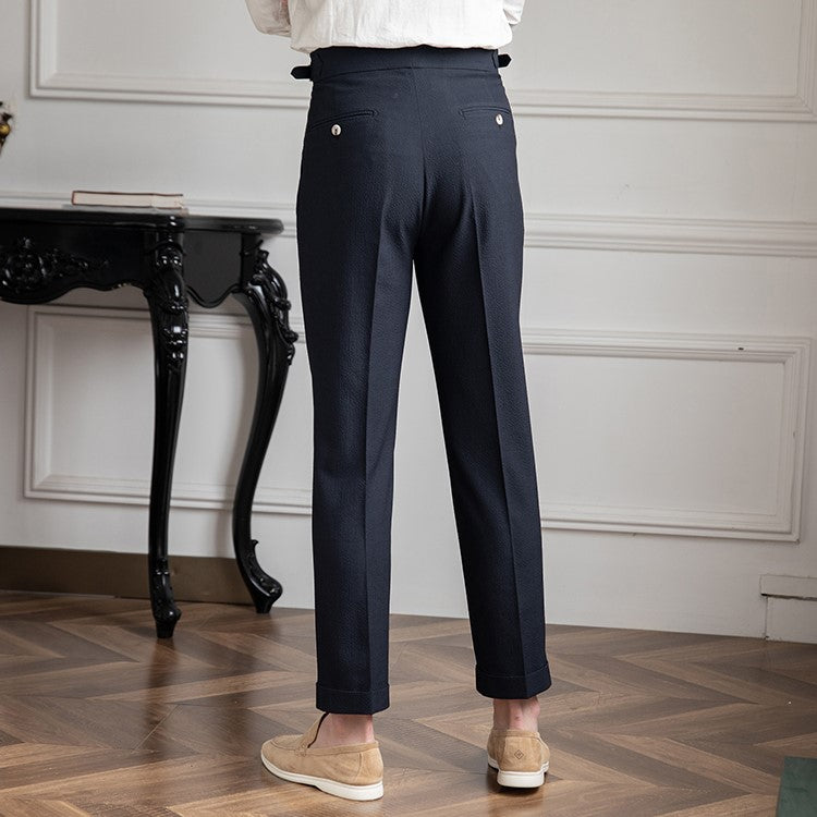 Blackwell | Men’s High Waisted Pleated Work Trousers Classic Fit Ankle Length