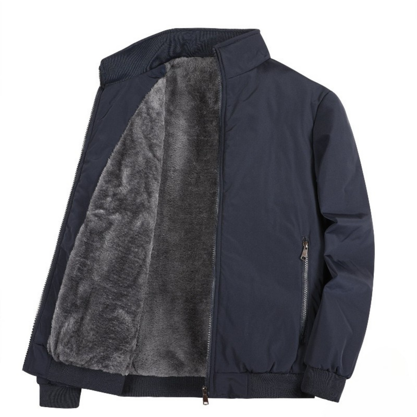 Caleb | Men’s Outdoor Zip Jacket with Fleece Lining and Stand Collar