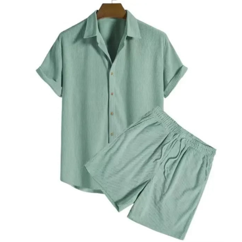 Sander | Men's Solid Colour Summer Polo Shirt and Shorts Set