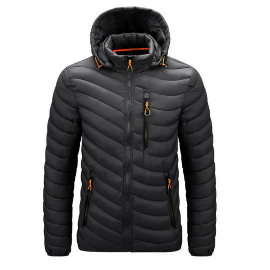 Edmark | Men's Stylish Winter Jacket with Hood, Stand Collar & Multiple Zipper Pockets