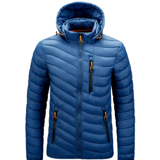 Edmark | Men's Stylish Winter Jacket with Hood, Stand Collar & Multiple Zipper Pockets