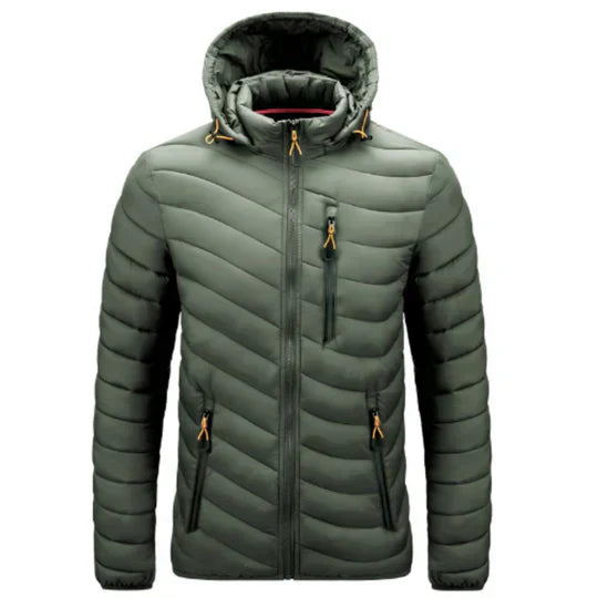 Edmark | Men's Stylish Winter Jacket with Hood, Stand Collar & Multiple Zipper Pockets