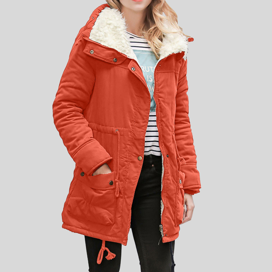 Elburga | Women's Long Shearling-Lined Parka with Hood and Adjustable Waist