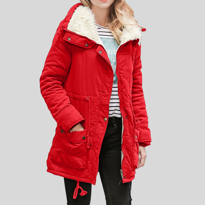 Elburga | Women's Long Shearling-Lined Parka with Hood and Adjustable Waist