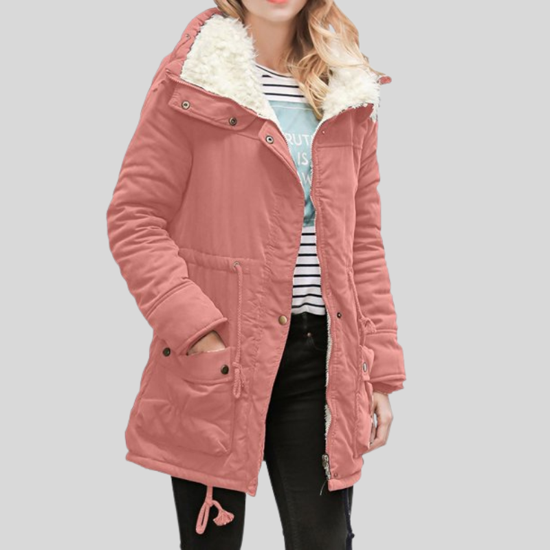 Elburga | Women's Long Shearling-Lined Parka with Hood and Adjustable Waist