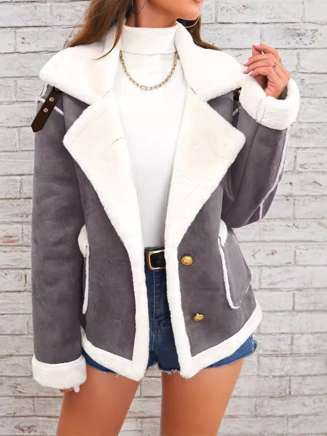 Elidwyn | Women's Cotton Jacket with Soft Fleece Lining and Lapel Collars