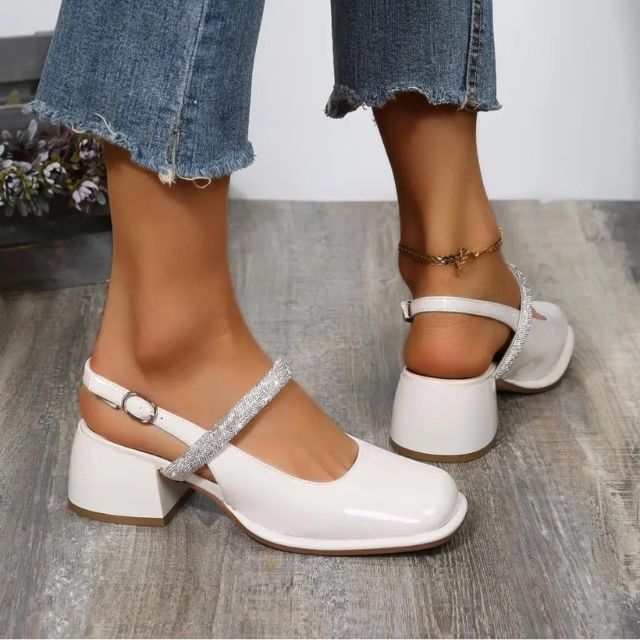 Trudi | Women's Shiny Patent Mary Jane Shoes – Buckled Block Heel with Square Toe Elegance