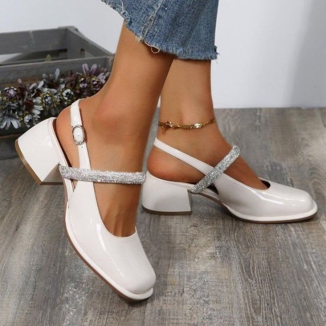 Trudi | Women's Shiny Patent Mary Jane Shoes – Buckled Block Heel with Square Toe Elegance
