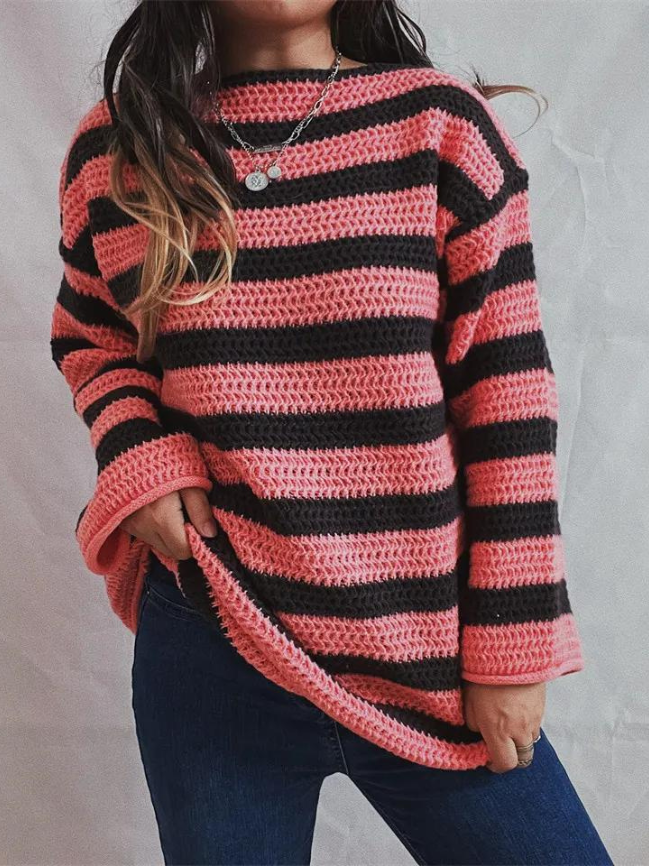 Charlotte | Women's Two-Tone Chunky Knit Sweater with Loose Fit