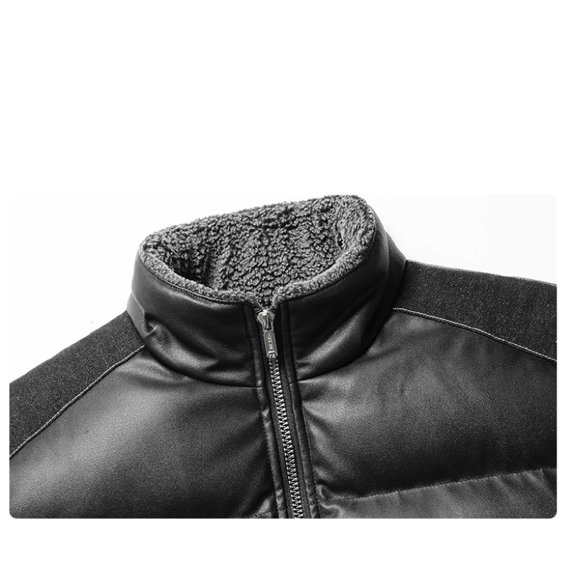 Achim | Men’s Winter Jacket with Fleece Lining and Denim Details