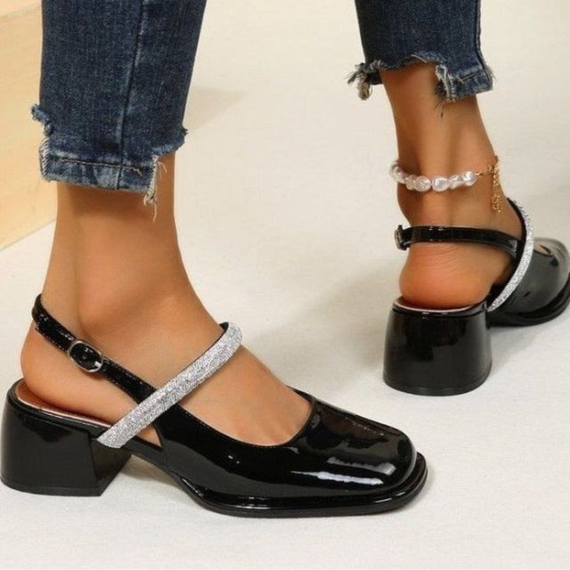 Trudi | Women's Shiny Patent Mary Jane Shoes – Buckled Block Heel with Square Toe Elegance