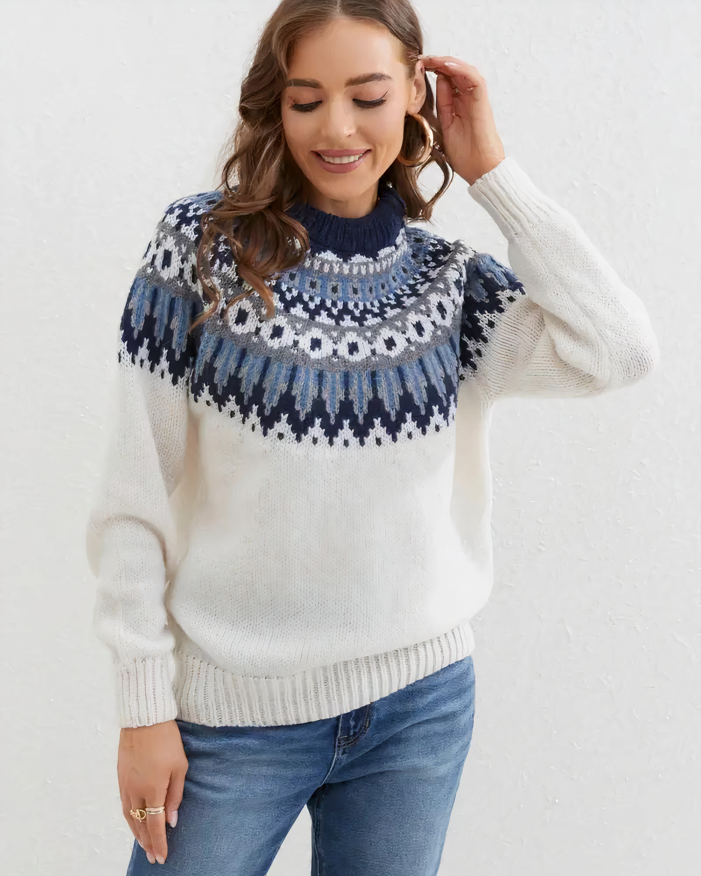 Nalora | Chic Knitted Turtleneck Sweater with Stylish Pattern