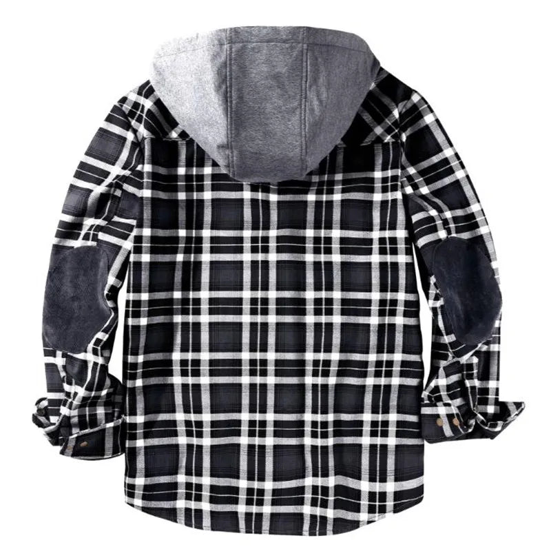 Jeno | Men’s Fleece-Lined Plaid Winter Jacket with Hood