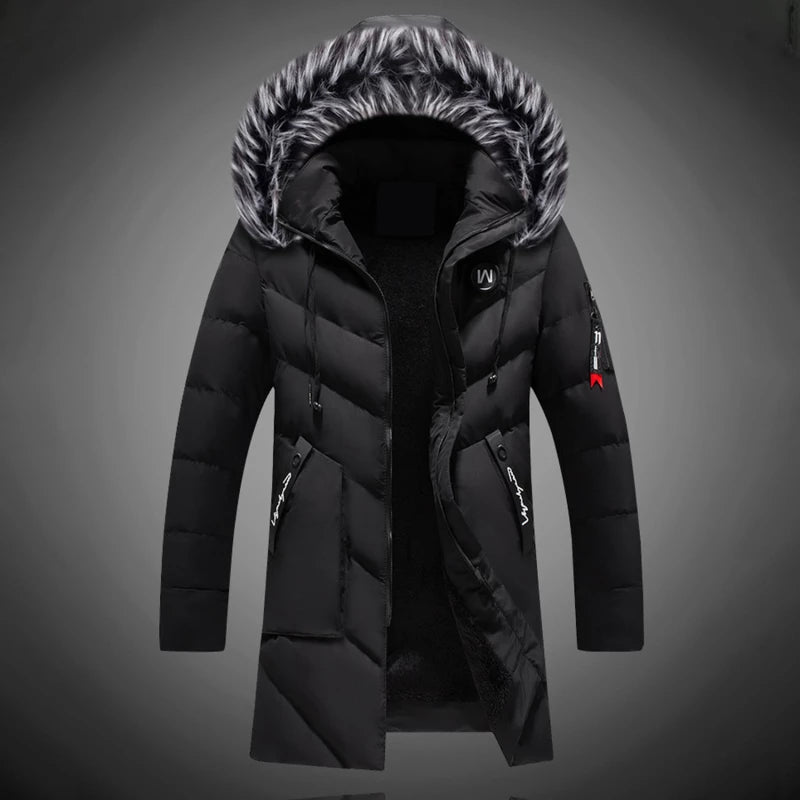 Anton | Men's Padded Fleece-Lined Zip-Up Winter Jacket with Fur Hood