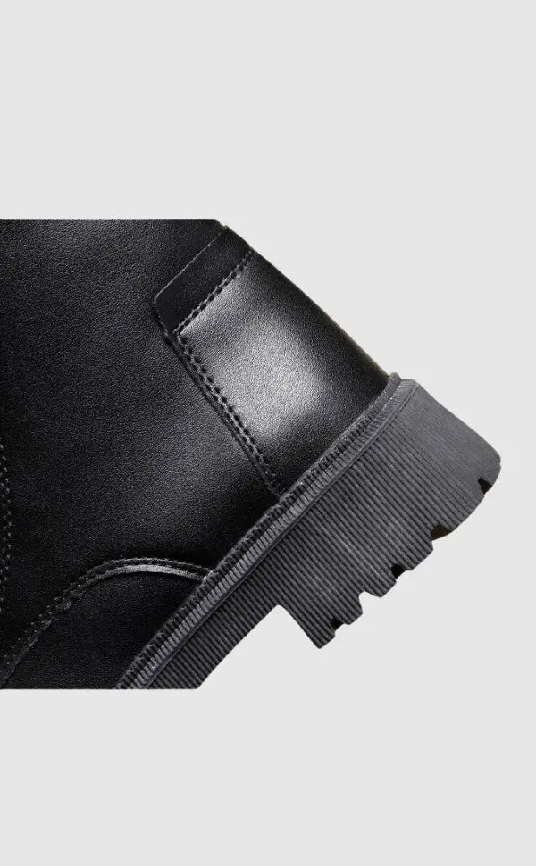 Madison | Women's Black Leather-Look Fleece-Lined Lace-Up Ankle Boots