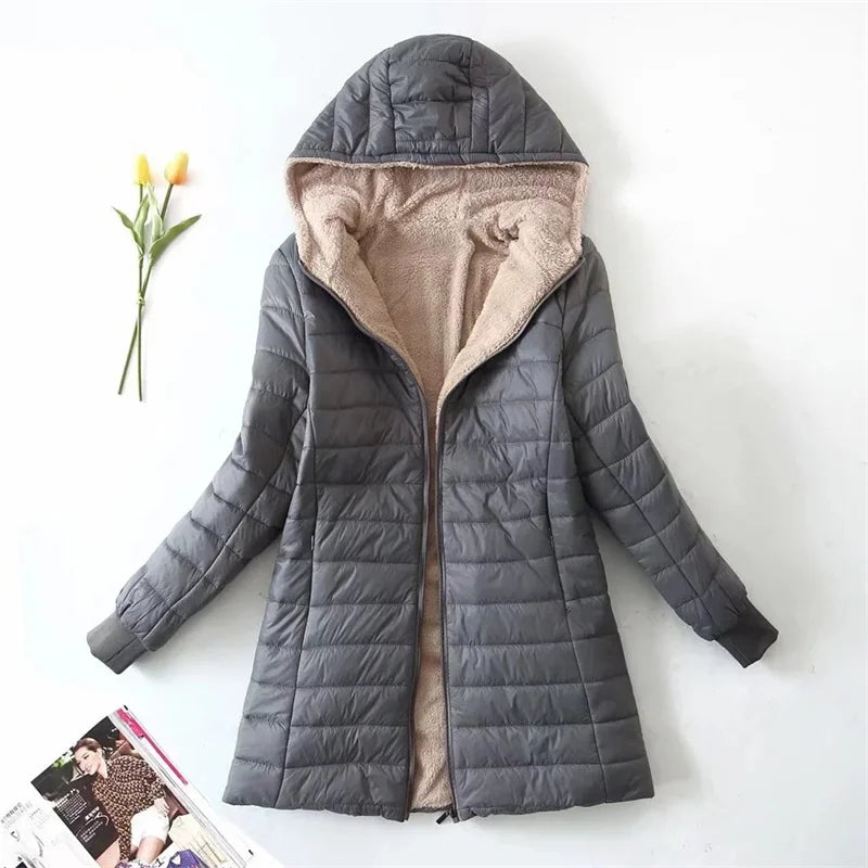 Emilia | Women’s Padded Fleece-Lined Hooded Jacket – Stylish and Warm Outerwear