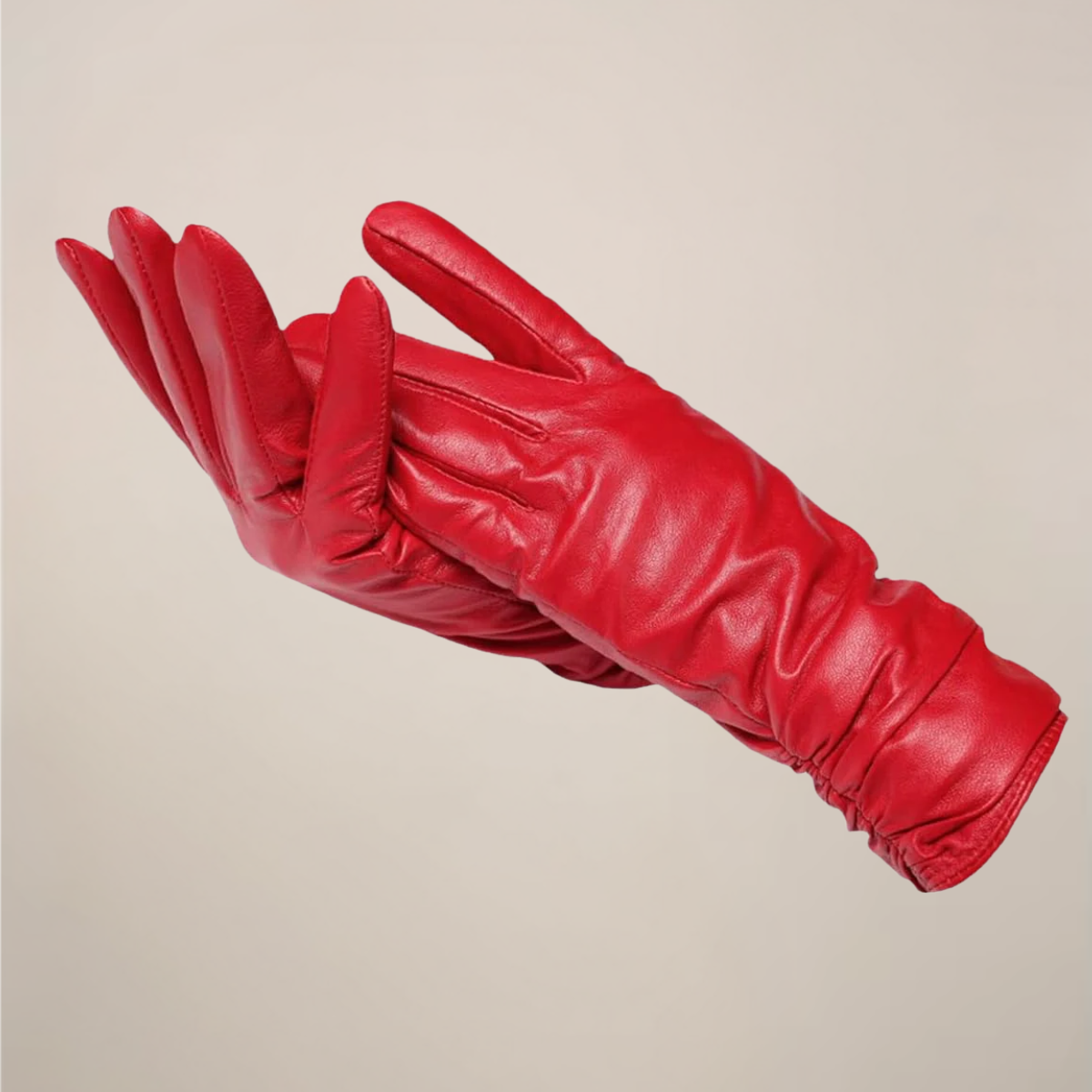 Zoe | Women’s Classic Leather Gloves with Elegant Ruched Wrist