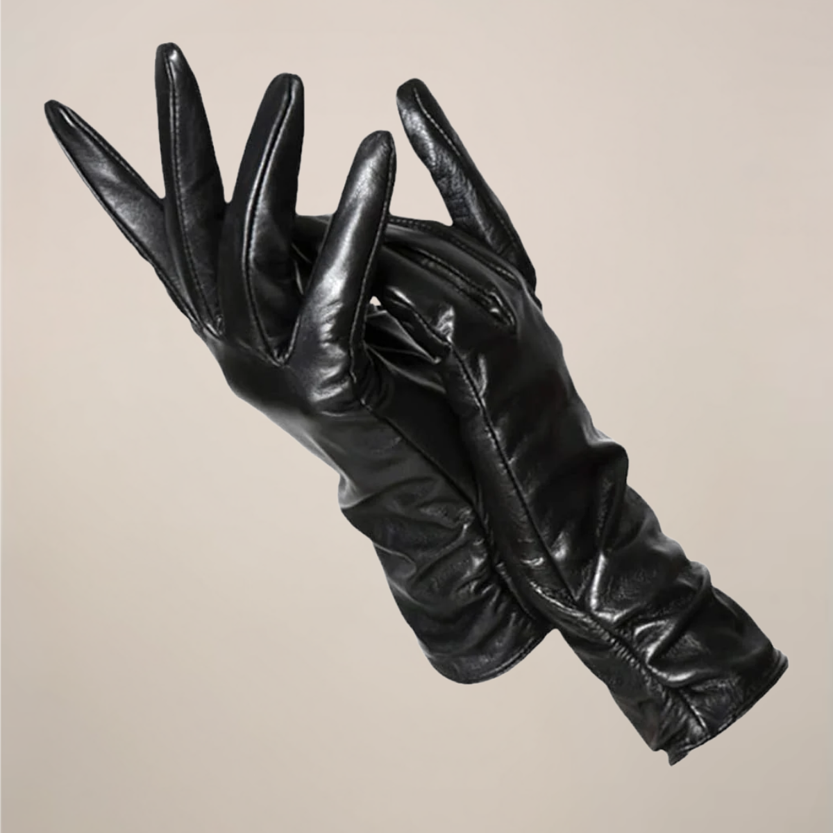 Zoe | Women’s Classic Leather Gloves with Elegant Ruched Wrist