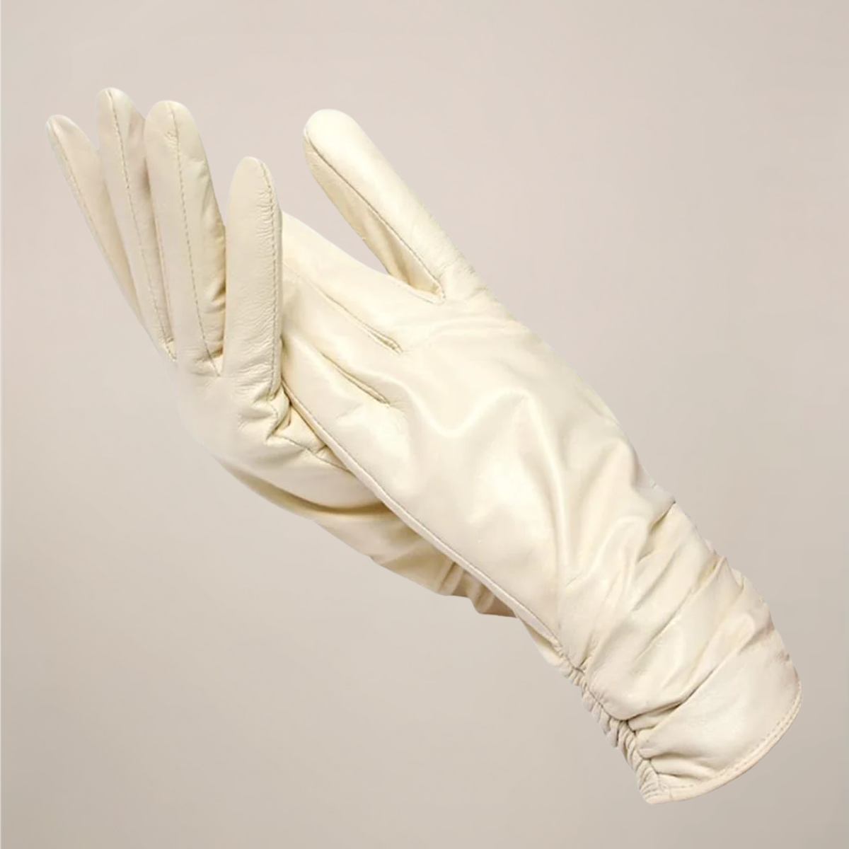 Zoe | Women’s Classic Leather Gloves with Elegant Ruched Wrist