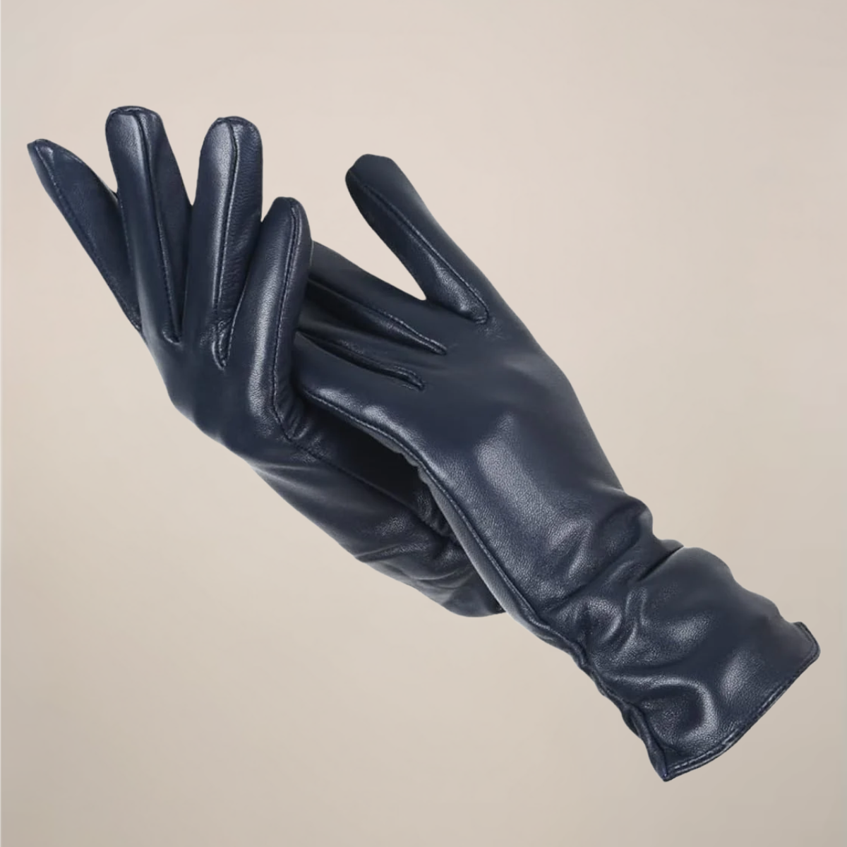 Zoe | Women’s Classic Leather Gloves with Elegant Ruched Wrist