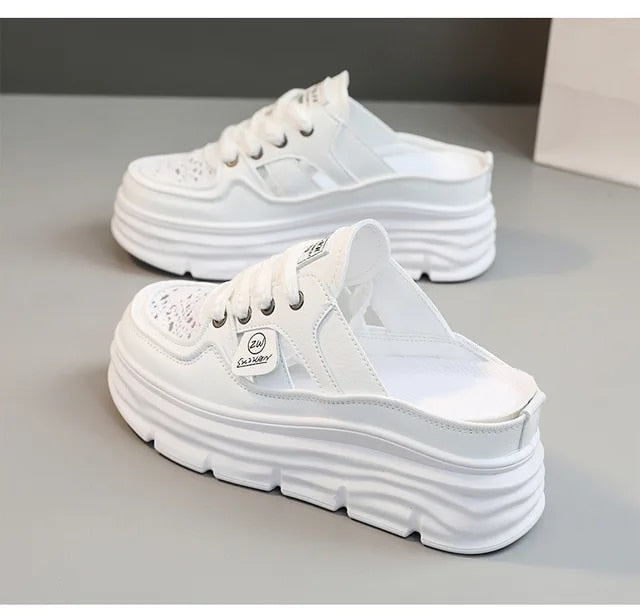 Tilda | Women's Platform Lace-Up Mule Sneakers – Stylish & Comfortable Slip-On Trainers