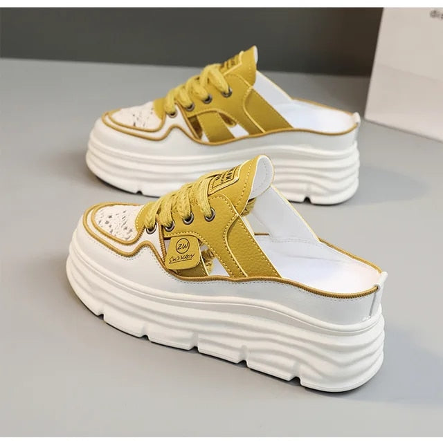 Tilda | Women's Platform Lace-Up Mule Sneakers – Stylish & Comfortable Slip-On Trainers