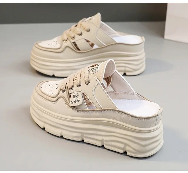 Tilda | Women's Platform Lace-Up Mule Sneakers – Stylish & Comfortable Slip-On Trainers