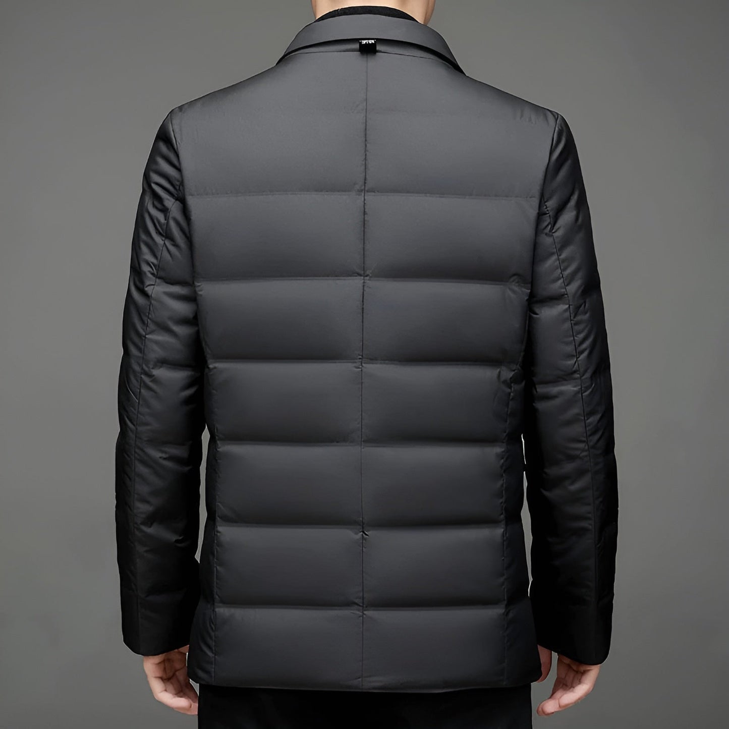 Linus | Men's Water-Resistant Black Shawl Collar Coat with Button Detail & Padded Lining